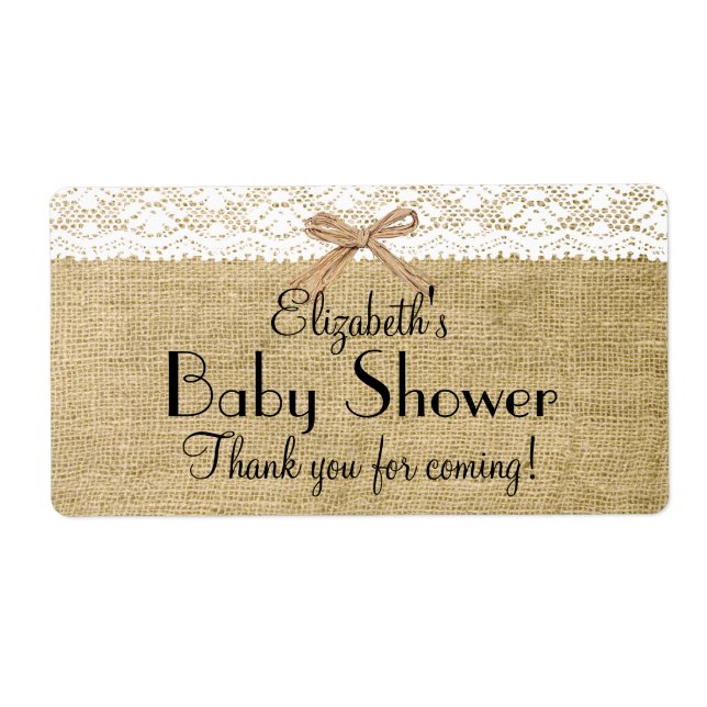 Burlap och Snöre Baby Shower-Tack Fraktsedel (Framsidan)