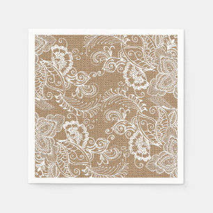 Burlap och Snöre Blommigt 3 Pappersservett