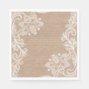 Burlap och Snöre Blommigt Pappersservett