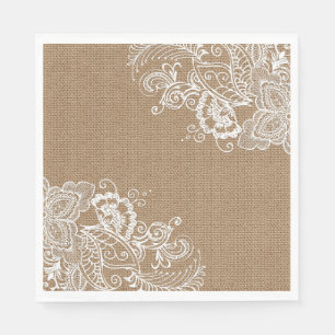 Burlap och Snöre Blommigt Pappersservett