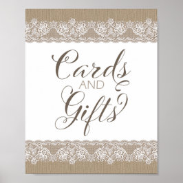 Burlap och Snöre Rustic Bröllop, Möhippa Sign Poster