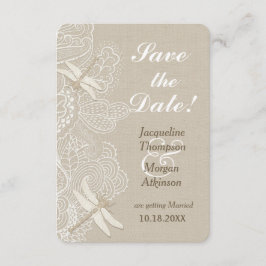 Burlap och Snöre Rustic Bröllop spara datum Inbjudningar