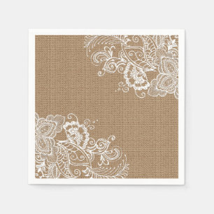 Burlap och Snöre Shabby chic Pappersservett