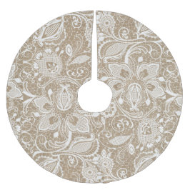 Burlap- och snöreträdkjol julgransmatta borstad polyester