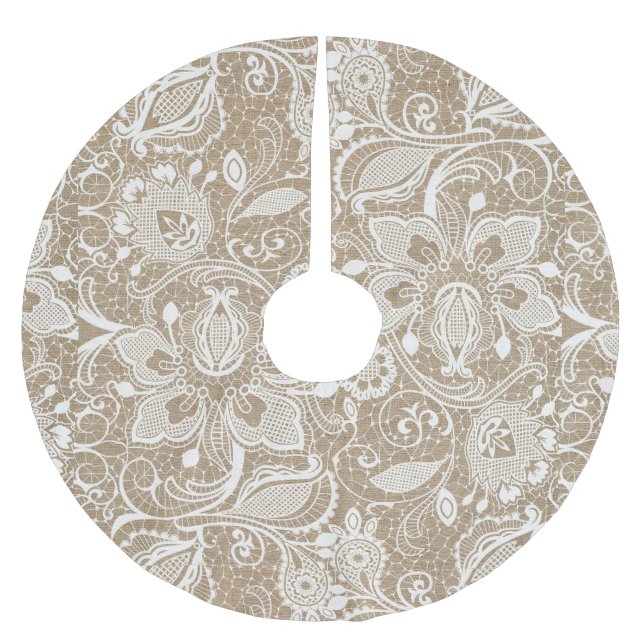 Burlap- och snöreträdkjol julgransmatta borstad polyester (Framsidan)