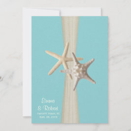 Burlap och Starfish Aqua Beach Wedding Inbjudningar