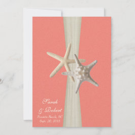 Burlap och Starfish Snäcka Coral Beach Wedding Inbjudningar