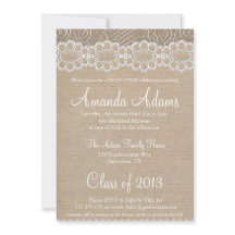 Burlap och Vintage Snöre Studenten inbjudan