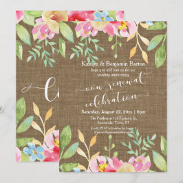 Burlap Pawers Flowers Vow Renewal Firande Inbjudningar