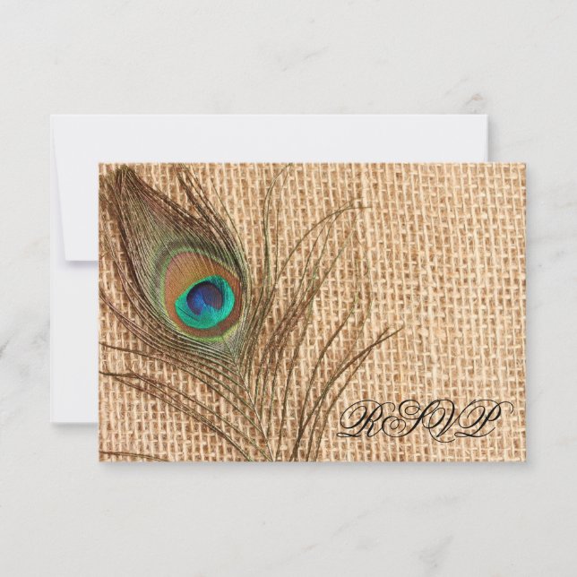Burlap Peacock Feather Bröllop OSA (Framsida)