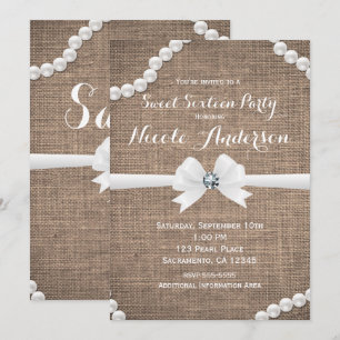 Burlap & Pearls Rustic Glamour Sweet 16-fest Inbjudningar