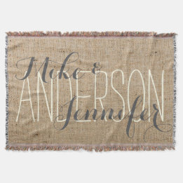 Burlap Personlig Bröllop Bride & Groom's Namn Mysfilt