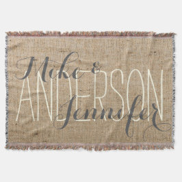 Burlap Personlig Bröllop Bride & Groom's Namn Mysfilt