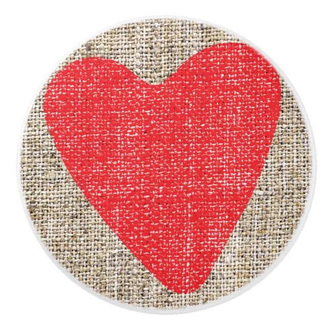 Burlap & Red Heart Söt Country Rustik Byrå Knopp (Framsidan)