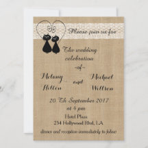 Burlap-roliga katter i kärlek bröllop