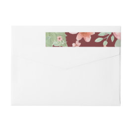 Burlap Rosa Mint Flowers Bröllop Kuvert Adress Etikettband