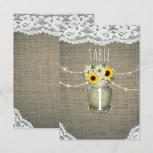 Burlap Rosett Solros Daisies Rustik Bordsnummer