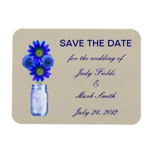 Burlap Rustic Blue Mason Burk Spara datum magneter