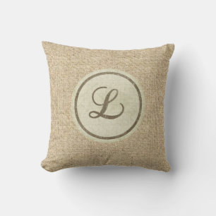Burlap rustic brev L dekorativ kudde
