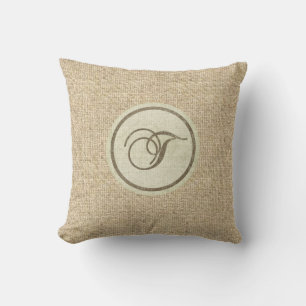 Burlap rustic brev T dekorativ kudde