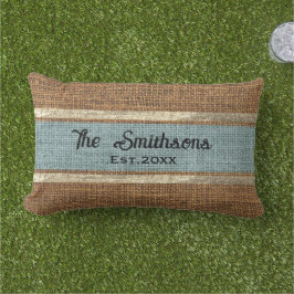 Burlap Rustic Brown Sage Grönt Anpassningsbar Fami Lumbarkudde