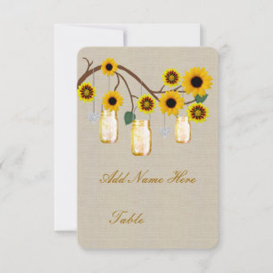 Burlap Rustic Gult Mason Burk Bord Place Card Inbjudningar
