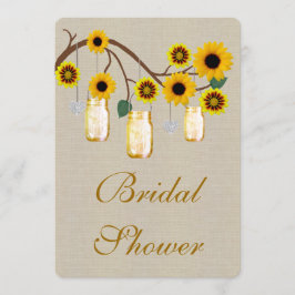 Burlap Rustic Gult Mason Burk BridalShower Inbjuda Inbjudningar