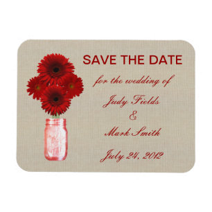 Burlap Rustic Red Mason Burk Spara datum magneter