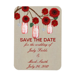 Burlap Rustic Red Mason Burk Spara datum magneter