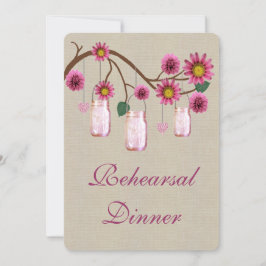 Burlap Rustic Rosa Mason Burk Rehearsal Middag Inbjudningar