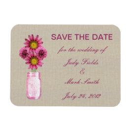 Burlap Rustic Rosa Mason Burk Spara datum magneter