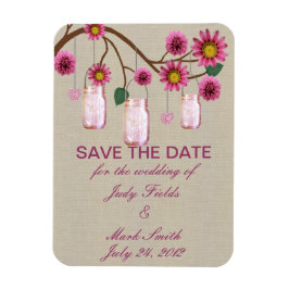 Burlap Rustic Rosa Mason Burk Spara datum magneter