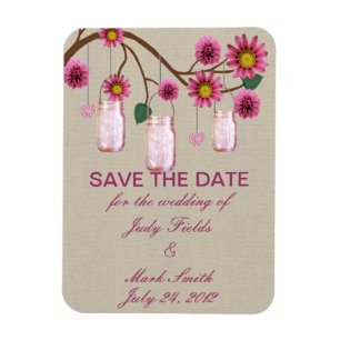 Burlap Rustic Rosa Mason Burk Spara datum magneter