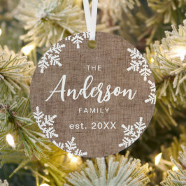 Burlap Snöflingor Anpassningsbar  Family Namn Jula Julgransdekoration