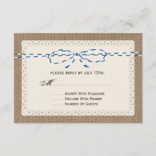 Burlap Snöre & Blue Papper String Inspired OSA Kort
