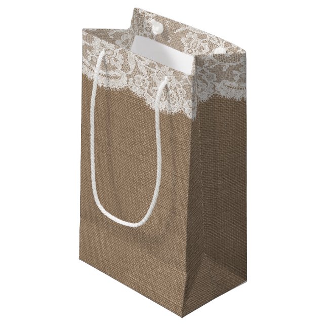 Burlap & Snöre Bröllop Collection Gift Bags (Framsidan Vinklad)