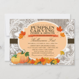 Burlap & Snöre Fall Pumpkin Carving Halloween fest Inbjudningar