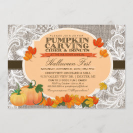 Burlap & Snöre Fall Pumpkin Carving Halloween fest Inbjudningar