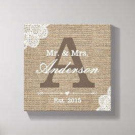Burlap & Snöre Familj Etablerad Family Namn-signat Canvastryck