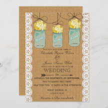 Burlap Snöre gult hydrangeas mason burk inbjudning