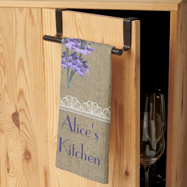 Burlap Snöre Lavender Flower Kitchen Towes Kökshandduk (Thirds Fold)