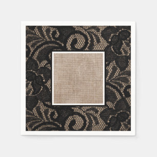 Burlap snöre och linnapkins pappersservett