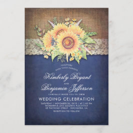 Burlap Snöre och Solrosflottan Rustic Fall Wedding Inbjudningar