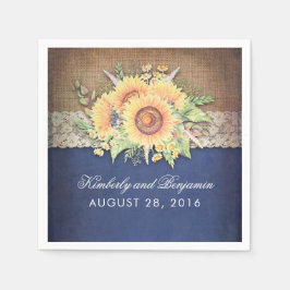 Burlap Snöre och Solrosflottan Rustic Fall Wedding Pappersservett