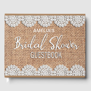 Burlap Snöre Rustic Möhippa Guestbook Gästböcker