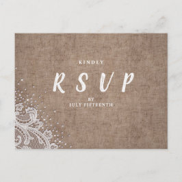 Burlap Snöre silver glitter rustik Bröllop OSA Inbjudan Vykort