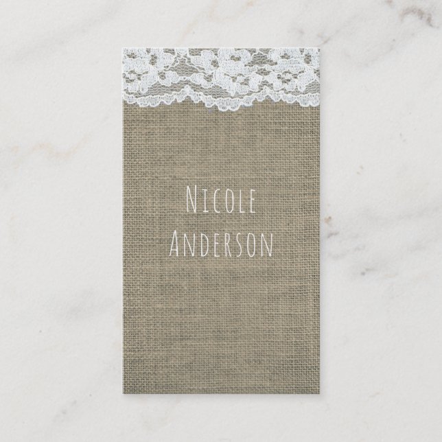 Burlap & Snöre Simple Rustic Land Elegant Chic Visitkort (Framsida)