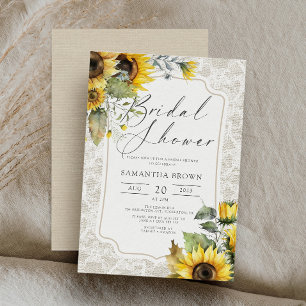 Burlap Snöre Solblommor Elegant Fall Möhippa Inbjudningar