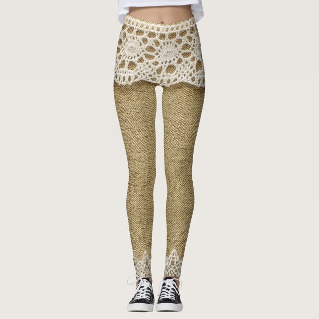 Burlap, snöre väv struktur. leggings (Framsida)