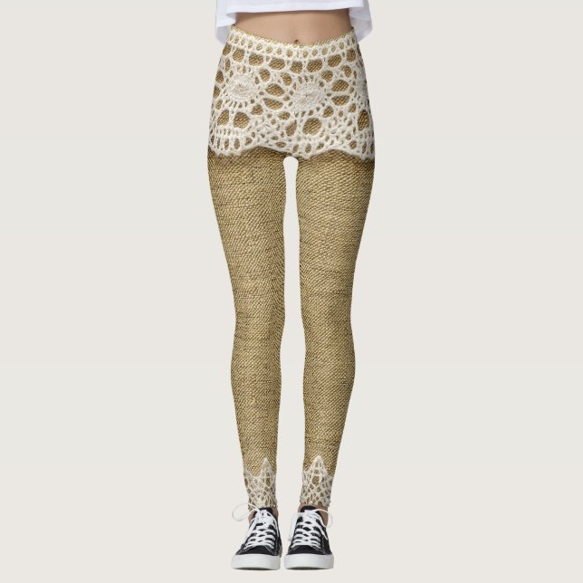 Burlap, snöre väv struktur. leggings (Framsida)